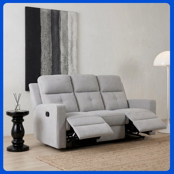 SOFÁ RECLINABLE MOON 3 PLAZAS GRIS CLARO