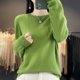 thumbnail image 1 of Suéter de una sola línea sin costuras, 100 % lana merino, jersey de punto para mujer, cuello redondo, informal, color sólido, manga larga, estilo básico, 1 of 5