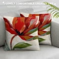 thumbnail image 3 of ONETECH  Ink Oil Painting Watercolor Red Orange Poppy Flower Gift for Flower Lover Decorative Throw Pillow Cover Case Home Living Room Bed Sofa Car Cotton Linen Square, 3 of 5