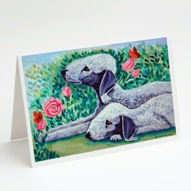 Caroline's Treasures Bedlington Terrier Greeting Cards with Envelopes, 5" x 7" (8 Count)