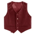 thumbnail image 3 of LiiYii Kids Boys 4-Button Formal Suit Vest Gentleman Wedding Prom Party Dress Waistcoat Burgundy 16, 3 of 5