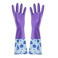 thumbnail image 4 of Xecvkr Winter Fleece Lined Rubber Cleaning Gloves, Long Cuff with Floral Sleeve, Anti-Slip Textured Grip for Dishwashing Kitchen Car Wash, 1 Pair, Size M, 4 of 5
