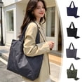 thumbnail image 6 of Nylon Tote Bag, Foldable Large Capacity Shoulder Tote, Lightweight Waterproof Handbag with Zipper Closure, Casual Reusable Shopping Bag for Work, Travel, School, and Daily Use, 6 of 7