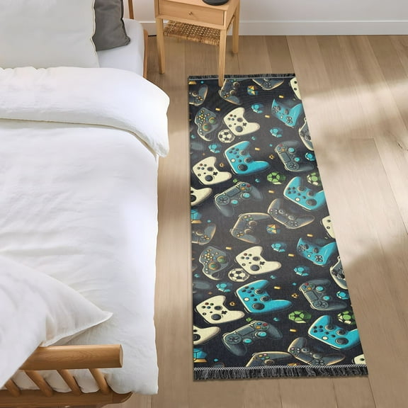 Gaming Controller Runner Area Rug 2x6 Soft Non-Slip Washable Bedside Carpet for Hallway Bedroom Living Room Home Decor