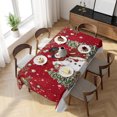 thumbnail image 3 of Red Snowman Christmas Table Cloth Waterproof Tablecloths, Xmas Tree Snowflake Ball Poinsettia Tablecloth Dining Table Cover for Kitchen Party Tabletop Outdoor, Rectangle Tablecloth 54x108 Inch, 3 of 9