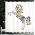 thumbnail image 3 of Ambesonne Ethnic Shower Curtain, Boho Mosaic Horse Silhouette, 69"Wx70"L, Multicolor, 3 of 4