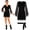 Black Sorceress Mini Dress With Waist Sash, variant on PMU Women's Halloween Costume, Witch Halloween Costume & Halloween Dress