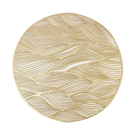 

Farfi Heat Resistant Placemat Wide Application PVC Table Decor Round Protector Mat for Kitchen (Golden)