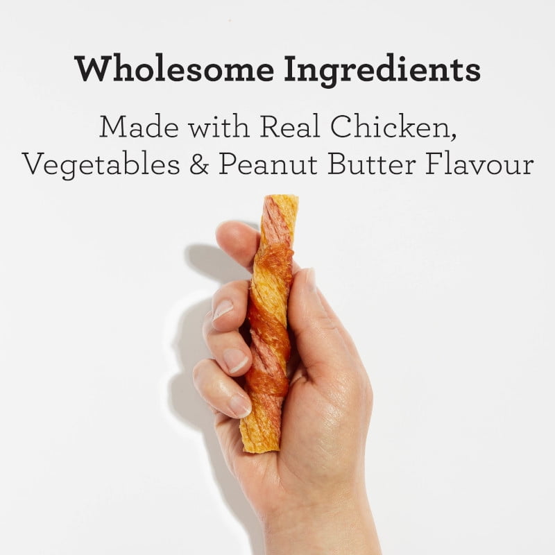 DreamBone Puffy Twists Wrapped with Chicken and Made with Real Peanut Butter Flavour, Treat Your Dog to a Delicious Rawhide-Free Chew, For All Dogs 14 kg