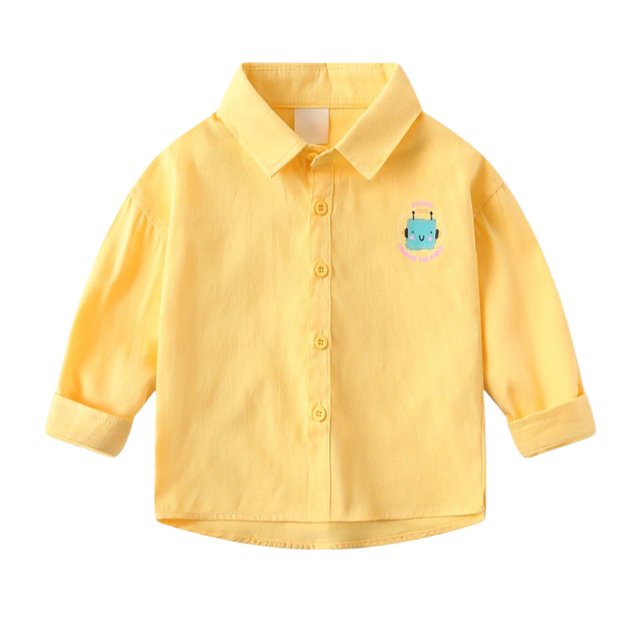 Hiiyo Chemise à Manches Longues pour Garçons en Bas Âge Imprimé Dessin Animé en Coton, Jaune
