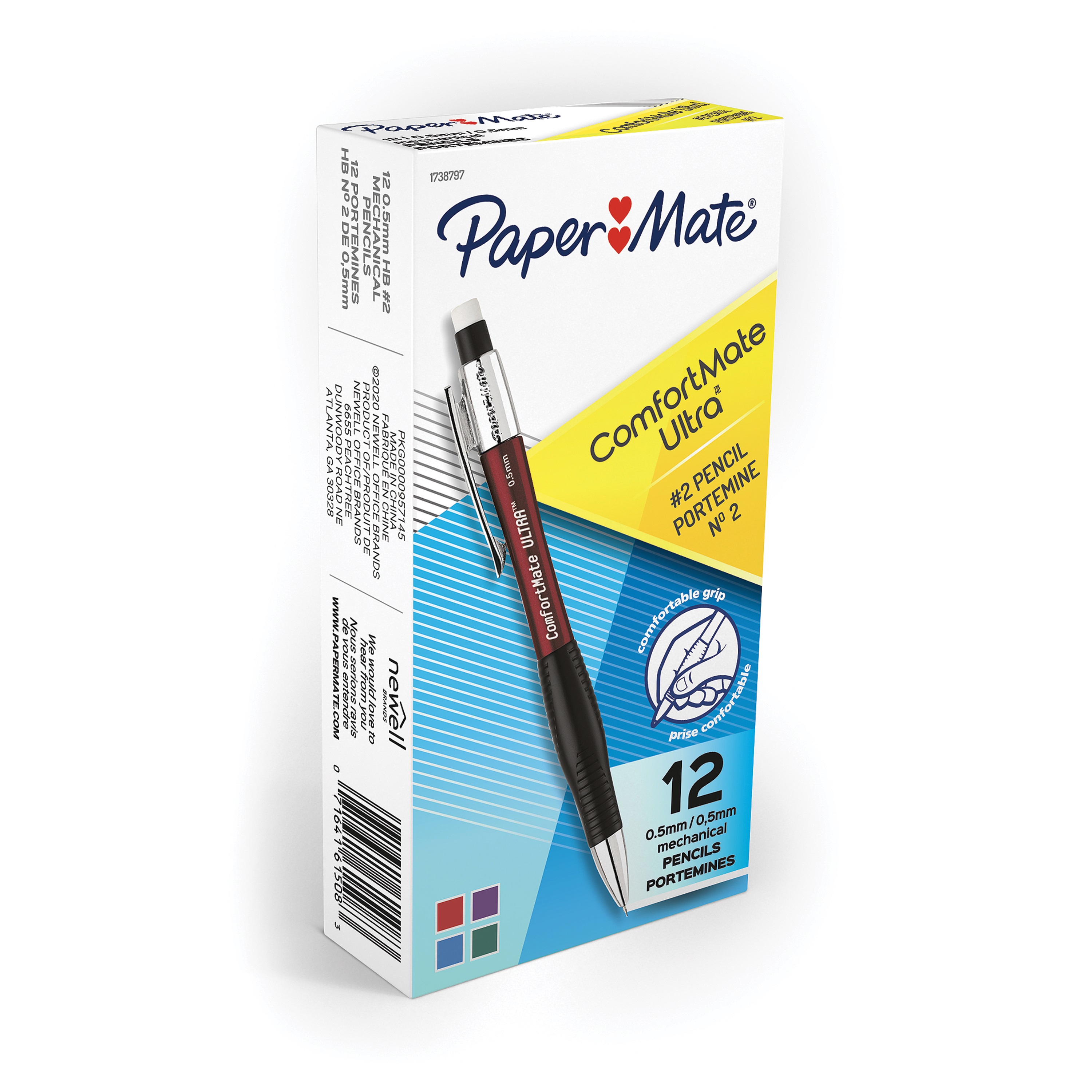 Paper Mate Comfort Mate Ultra Mechanical Pencils, 0.5mm, HB #2, Assorted Colors, 12 Count - image 2 of 6