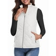 thumbnail image 2 of Women'S Stand Collar Zipper Padded Quilted Vest with Pockets White XXL, 2 of 10
