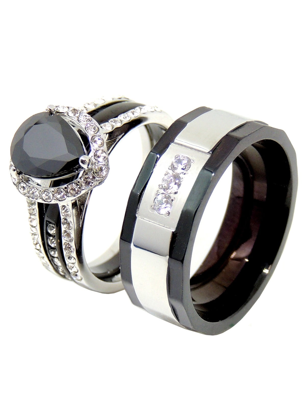 La Ny Jewelry His Hers Couples Ring Set Womens Black