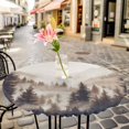 thumbnail image 6 of Black Forest Round Tablecloth for 45-54 Inch Tables,Fitted Table Cover with Elastic Edge,Silhouettes Foggy Grey Pine Tree Cabin Waterproof Outdoor Table Cloth Protector for Patio Garden Dinner Picnic, 6 of 9