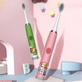 thumbnail image 5 of Cepillo de dientes eléctrico sónico para niños, recargable, colorido, con dibujos animados, automático, IPX7, resistente al agua, con cabezal de repuesto, 5 of 5
