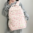 thumbnail image 6 of Bow Print Backpack, Aesthetic School Backpack Set Include Shoulder Bag&Storage Bag, Spacious Laptop Backpack for Outdoor Travel, White, 6 of 8