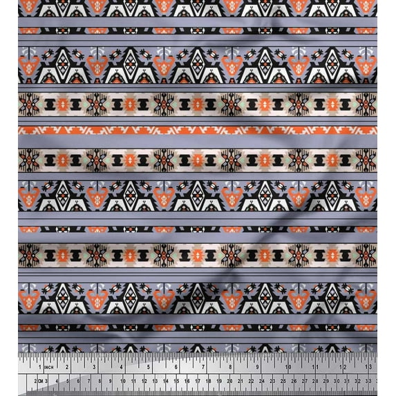 Soimoi Cotton Voile Fabric Aztec Southwestern Printed Craft Fabric by The Yard 42 Inch Wide