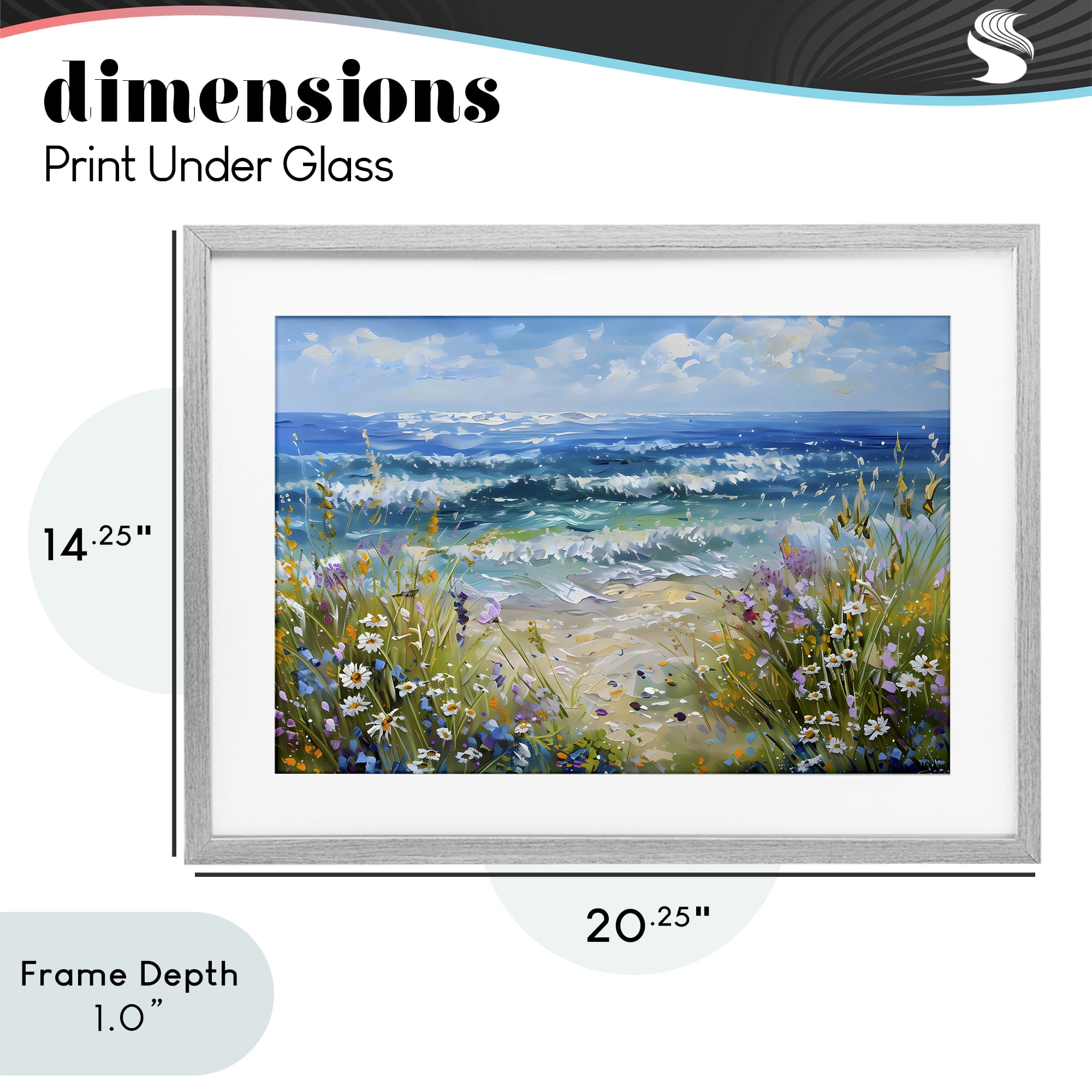 Stupell Industries Floral Beach Meadow by Ocean Gray Framed Print Under Glass, design by Creative Studio