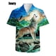 thumbnail image 5 of Camisas de manga corta con estampado 3D de animales y lobos, estilo moderno y moderno, con botones gráficos, para hombre, 5 of 5
