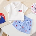 thumbnail image 2 of HCNTES Baby Boys Girls Outfit Flag Embroidery Short Sleeve T Shirt And Shorts Independence Day Suit Toddler Girls Boys Spring Summer Clothes Set(L04-White,6-12 Months), 2 of 6