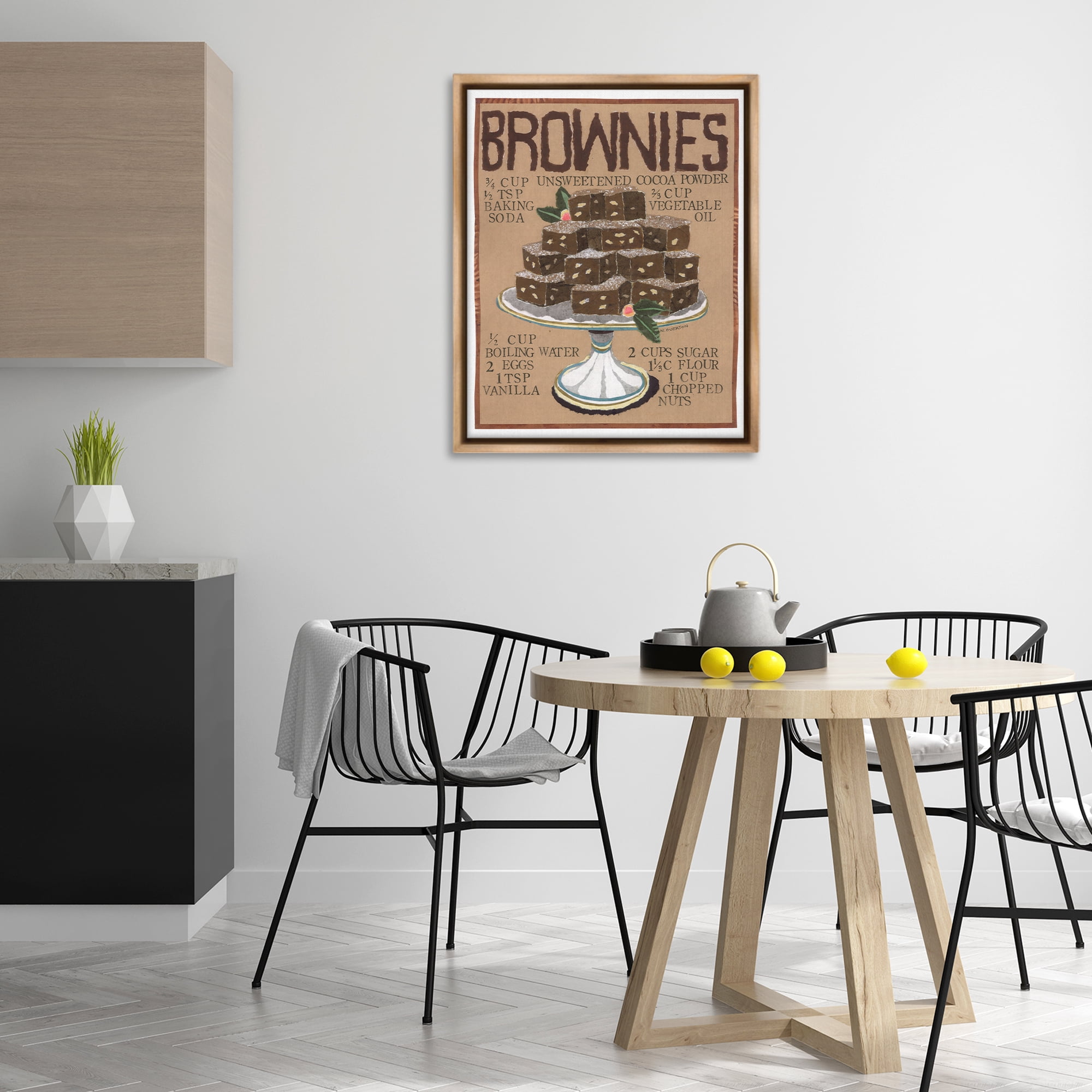 Stupell Industries Brownie Platter Recipe Food & Beverage Painting Brown Floater Framed Art Print Wall Art, 25 x 31