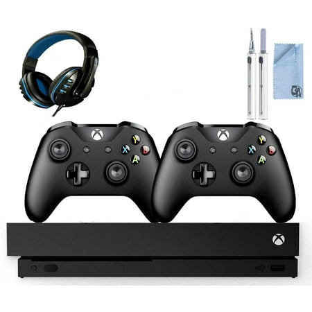 Microsoft Xbox One X 1TB Gaming Console Black with 2 Controller Headset Cleaning Kit