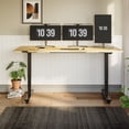 thumbnail image 2 of FLEXISPOT E6 71"x30" Dual Motors 3-Stage Standing Desk Solid Wood Home Office Height Adjustable Desk with Wheels, Solid Rubber Wood Desktop and Black Frame, 2 of 10