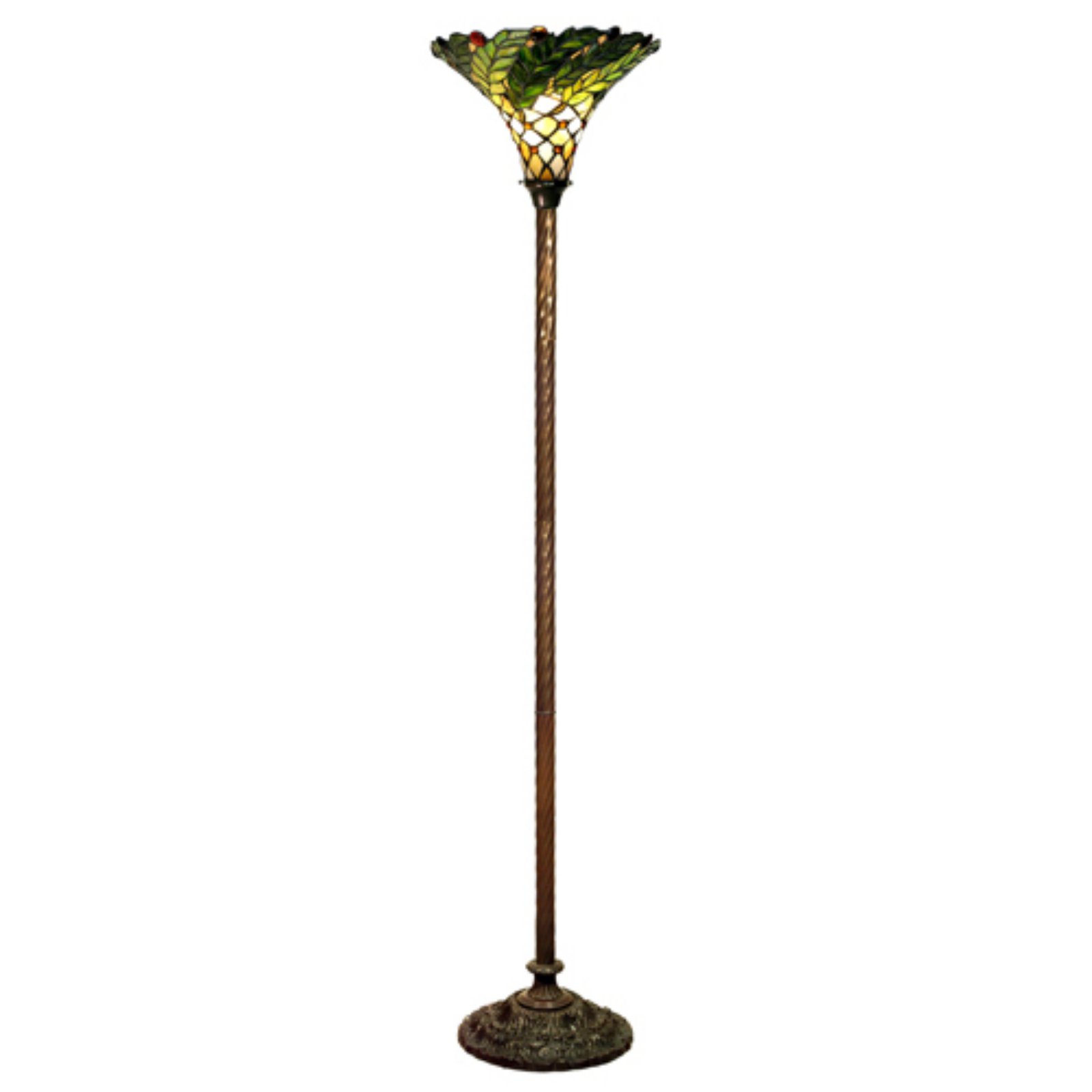Tiffany-Style Green Leafy Torchiere Lamp