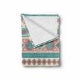 thumbnail image 2 of Tribal Soft Flannel Fleece Throw Blanket, Vintage Design Native Style Geometric Triangles Print, Cozy Plush for Indoor and Outdoor Use, 60" x 80", Cream Aqua and Peach, by Ambesonne, 2 of 6