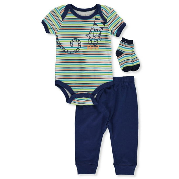 Duck Duck Goose - Duck Duck Goose Baby Boys' Animal Stripes 3-Piece