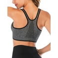 thumbnail image 5 of Women Zipper Racerback Sport Bras Seamless Support Workout Yoga Fitness Sports Bras Gray L, 5 of 6