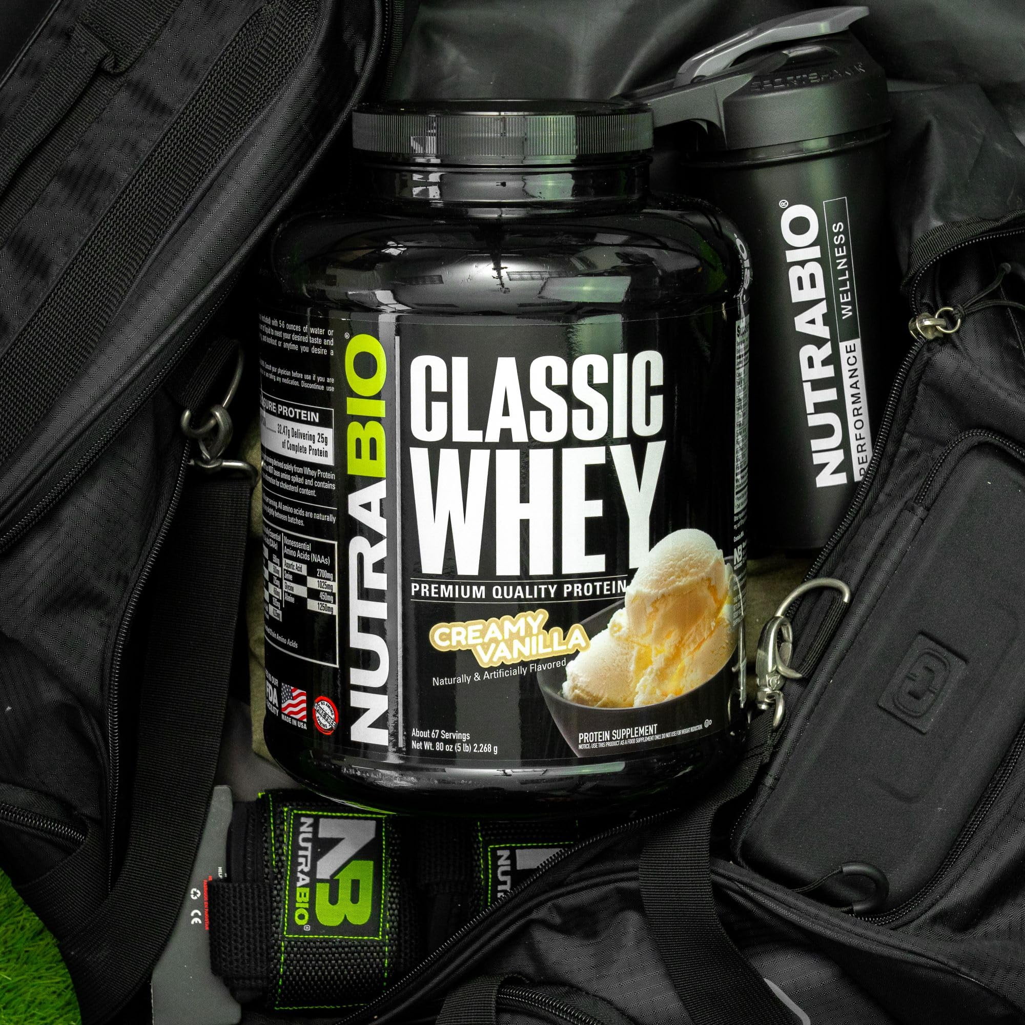 NutraBio Classic Whey Protein Powder- 25G of Protein Per Scoop - Full-Spectrum Amino Acid Profile - No Fillers, Artificial Colors, Preservatives - Low Glycemic Index - Creamy Vanilla, 5 Pounds