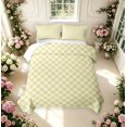 thumbnail image 2 of Manfei Geometric Check Twin Quilt Set,Classic Checkered Twin Coverlet Set,Yellow White,2-Piece,1 Bedspread and 1 Pillowcase, 2 of 7
