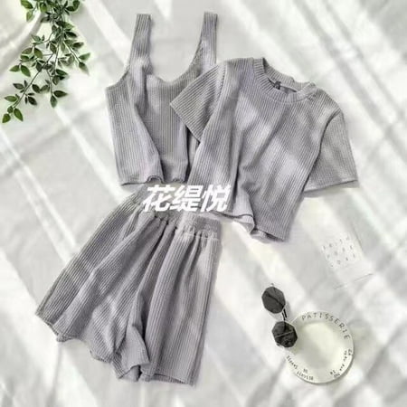 

CoCopeaunt Womens Pajamas Summer Home Clothes 2 Piece Set Pijamas Feminino Suits with Shorts Casual Loungewear Nightie
