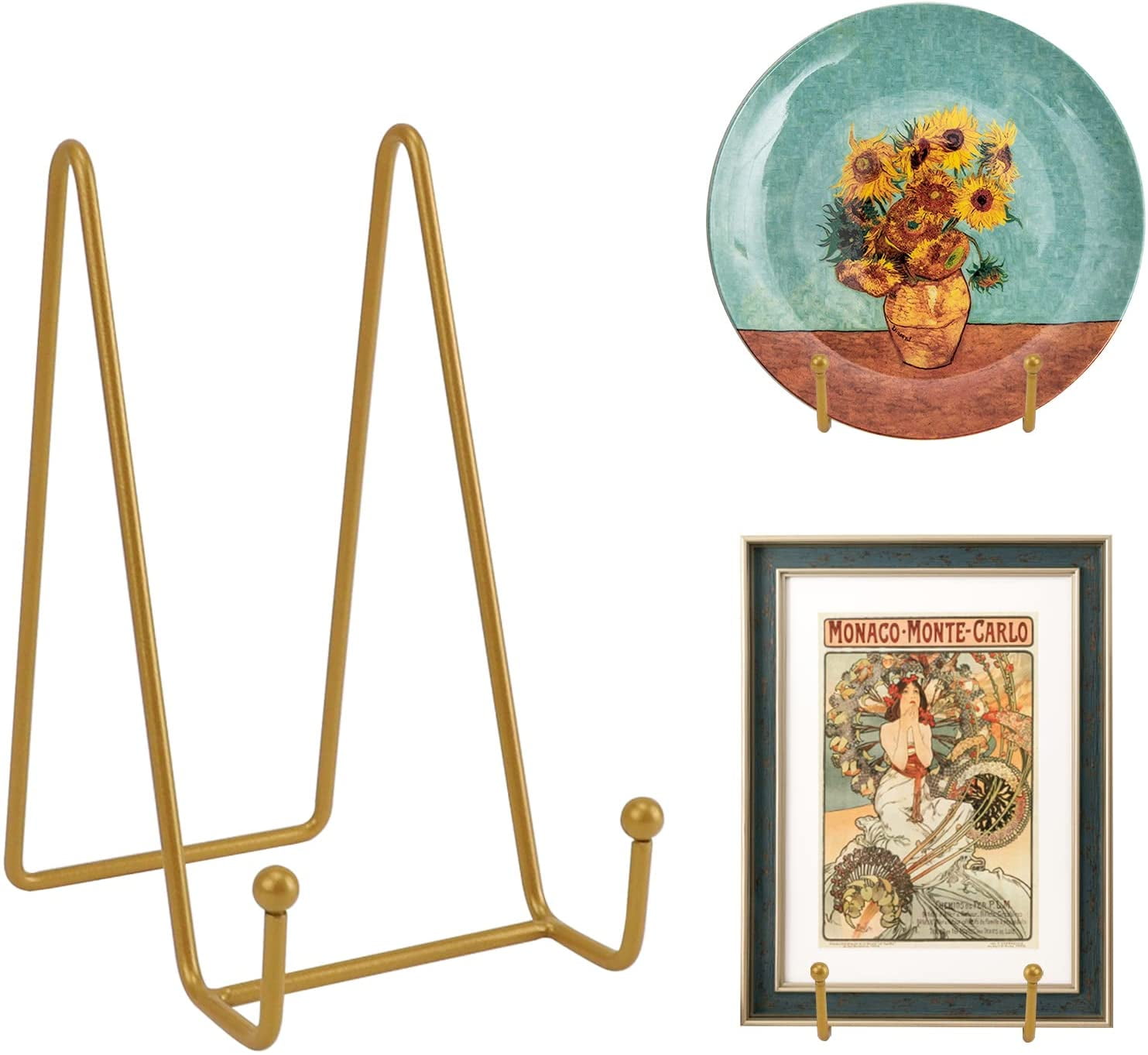 Gold Metal Display Stand, 4 Pack Decorative Plate Stand Holder, Premium