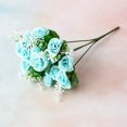 thumbnail image 5 of Artificial Mini Rose Flower Simulation Cloth Blossom Branch Fake Floral Decoration, Blue, 5 of 8