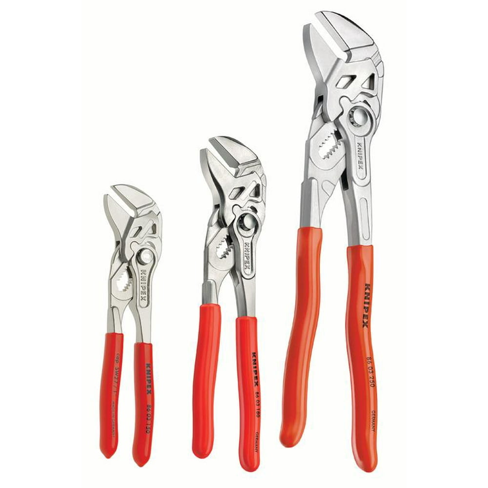 KNIPEX Tools 9K 00 80 45 US, Pliers Wrench 6, 7.25, and 10Inch Set, 3
