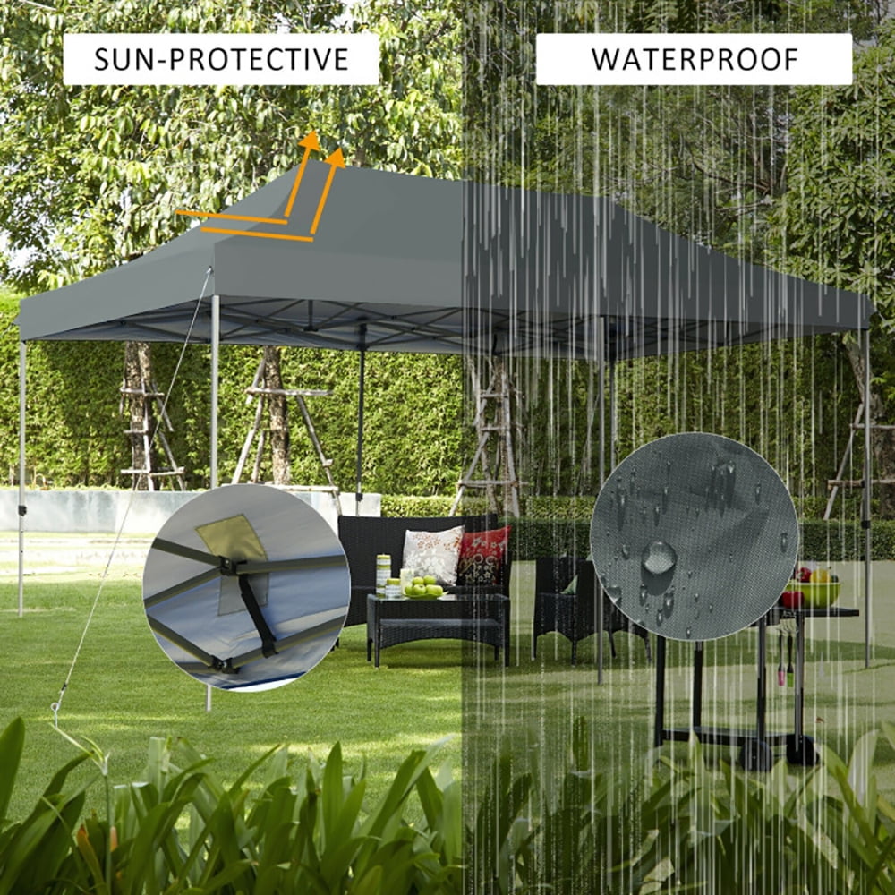 Aimee Lii 10 x 20 Feet Adjustable Folding Heavy Duty Sun Shelter with Carrying Bag, Backyard Canopy Gazebo, Gray Aimee Lii 10 x 20 Feet Adjustable Folding Heavy Duty Sun Shelter with Carrying Bag, Backyard Canopy Gazebo, Gray