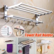 Double-Layer Stainless Steel Towel Rack, 22.8" Chrome Wall Mounted Paper Towel Rail Holder, Over Door Storage Shelf  for Bathroom Washroom Toilet Hotel Decor