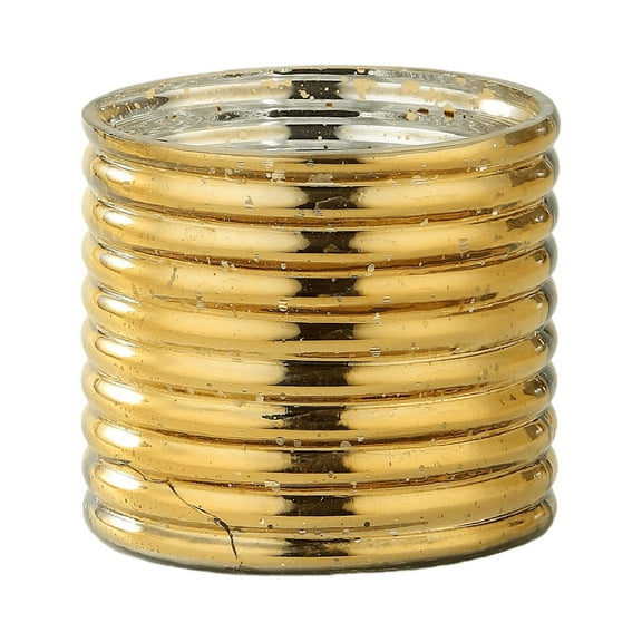 CC Home Furnishings Cylindrical Corrugated Glass Vase - 4" - Gold