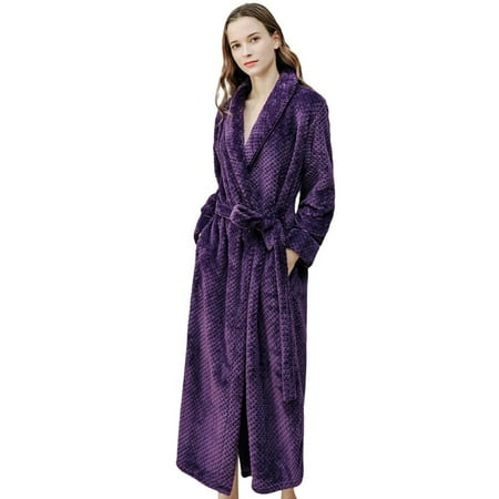 

[BRAND FACTORY PRICE!]Female Men s Fleece Bathrobes Shawl Collar Flange Soft Spa Bathrobe Cute Nightwear S-2XL