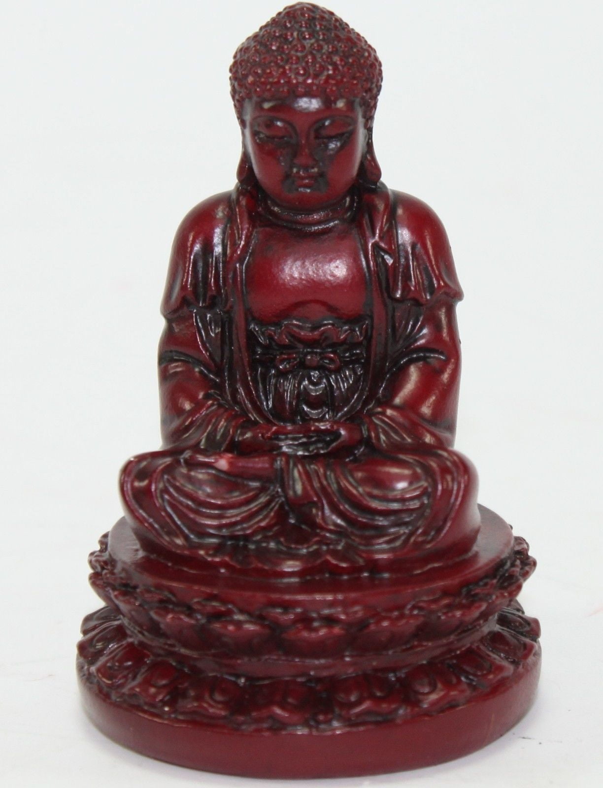 Stone Figure Buddha Statue Meditation Deity Luck Feng Shui Ornament Beige 