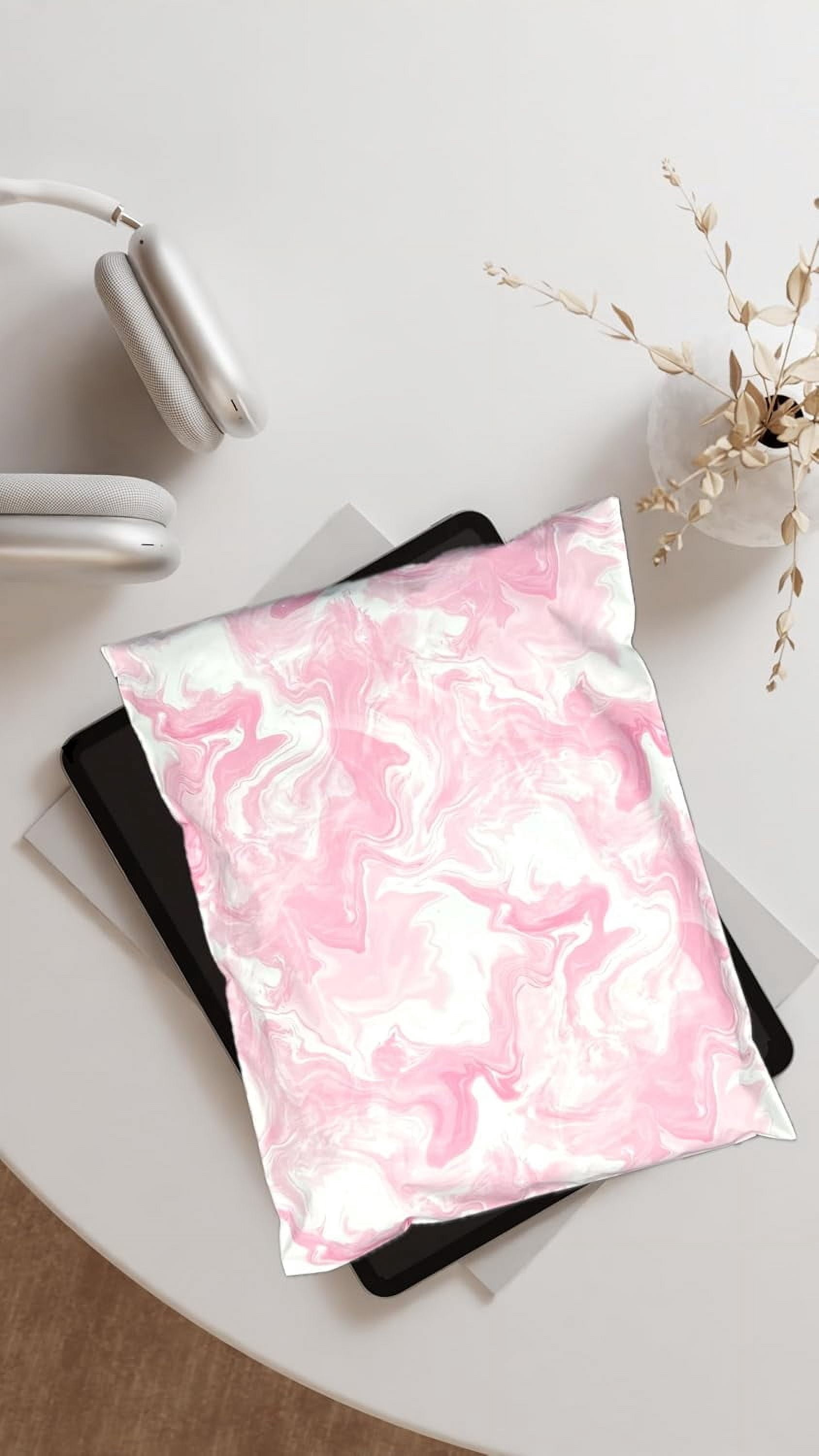 Hawk Poly Mailers 10x13 Cute Pink Marble Heavy Duty 3.15mil Tamper-Evident & Self-Sealing Shipping Envelopes for Small Businesses Printed Waterproof Mailing Bags Non Padded (Rosé, 10x13)