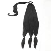 2Pcs Black Ponytail Braid 86cm, Jademall Synthetic Hair for Weaving Ponytail Extensions, Womens Long Hair Accessories, DIY Braided Hair for Ladies