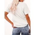 thumbnail image 2 of Women's St. Patrick's Day Lucky Clover T-Shirt - Casual Round Neck, Soft Polyester Spandex Blend, Short Sleeve Top in White with Green Four-Leaf Clover Print Tee For Adult, Men, Women, Teen, Teenager, 2 of 7