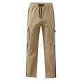 thumbnail image 3 of Liacowi Men Baggy Pants Drawstring Waistband Contrast Color Cargo Pants Multiple Pockets Jogger Pants, 3 of 4