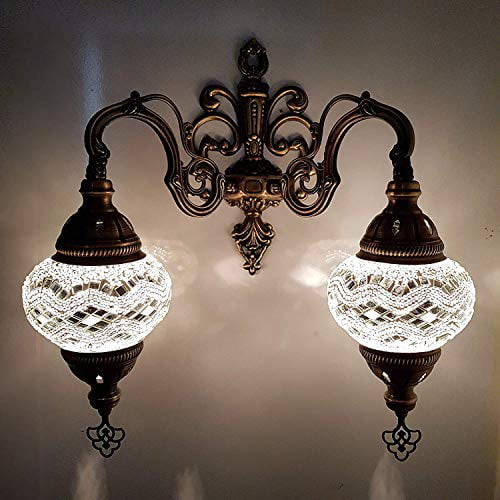 Turkish Moroccan Handmade Glass Mosaic Single and Double Wall Light Lamp Sconce 