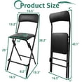 thumbnail image 3 of Folding Bar Stool with Backrest Leather Padded Portable Folding Stool Chair Counter Height Foldable Collapsible Stool for Kitchen Bar 2 Pack (Black, 25" H 2Pack), 3 of 9