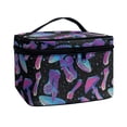 thumbnail image 2 of HELLHERO Cow Print Sunflower Design Portable Make Up Bags Large Capacity Makeup Brush Holder Bag with Brush Slots for Girls, 2 of 4