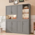 thumbnail image 4 of Harper & Bright Designs Twin Murphy Bed Wall Bed with Top Cabinet, Twin Size Cabinet Bed Folding Wall Bed with Storage Shelves and Light & USB for Guest Room Office, Gray, 4 of 16